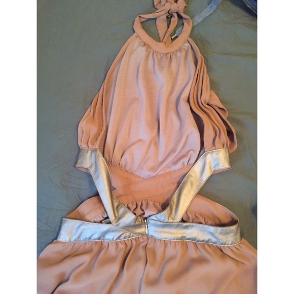 Taupe cutout dress with leather straps! - Picture 2 of 3